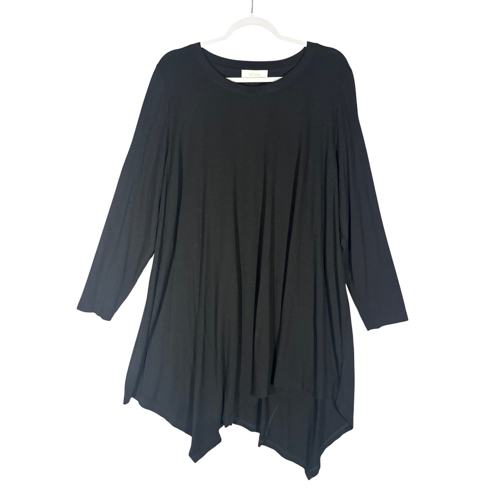 NOEN Asymmetrical Sharkbite Hem Tunic‎ Top Sz 20 Black Lagenlook Capsule Flowy